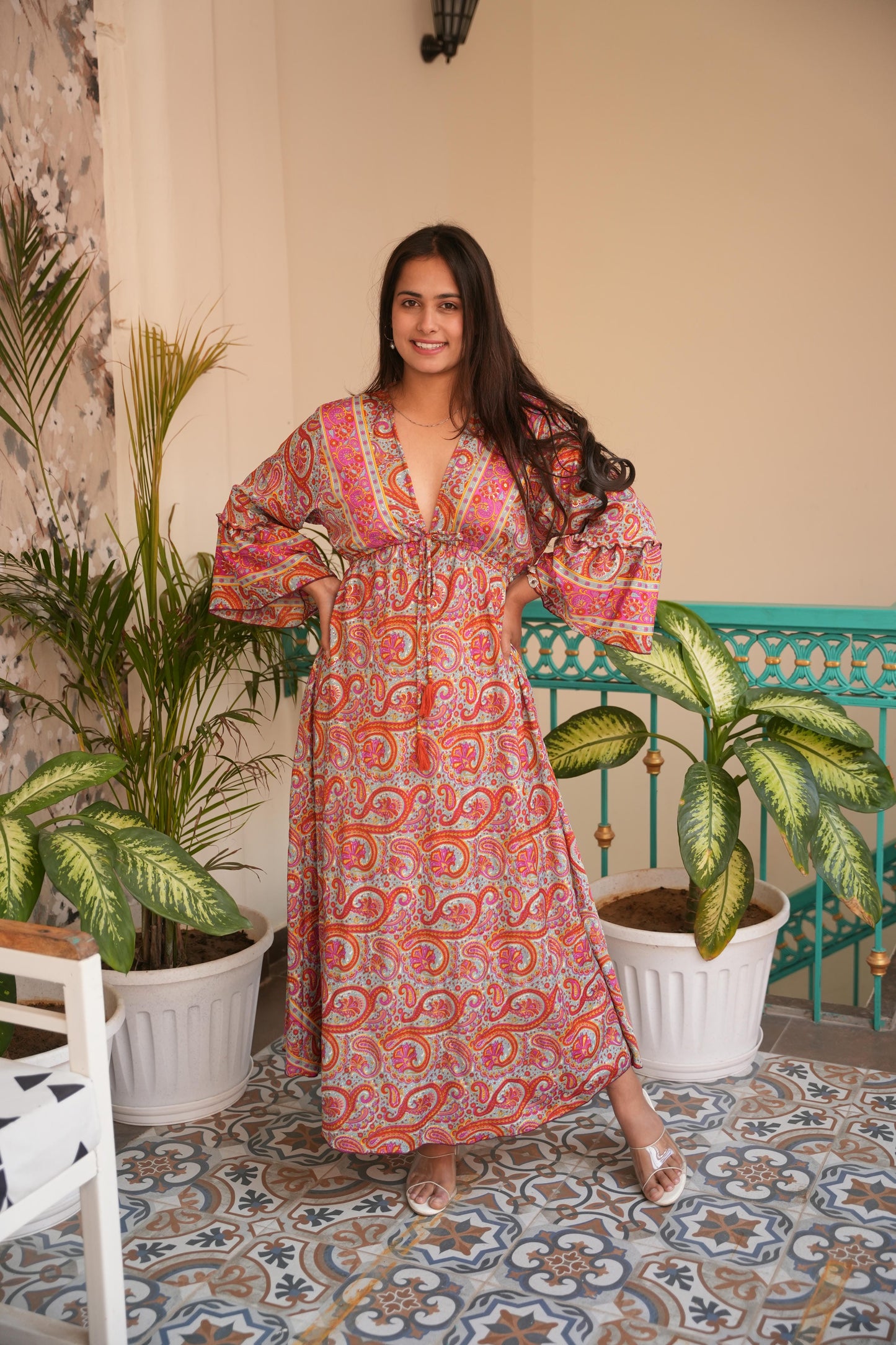 Lyric jungleebille boho pitch pejali v-neck long dress