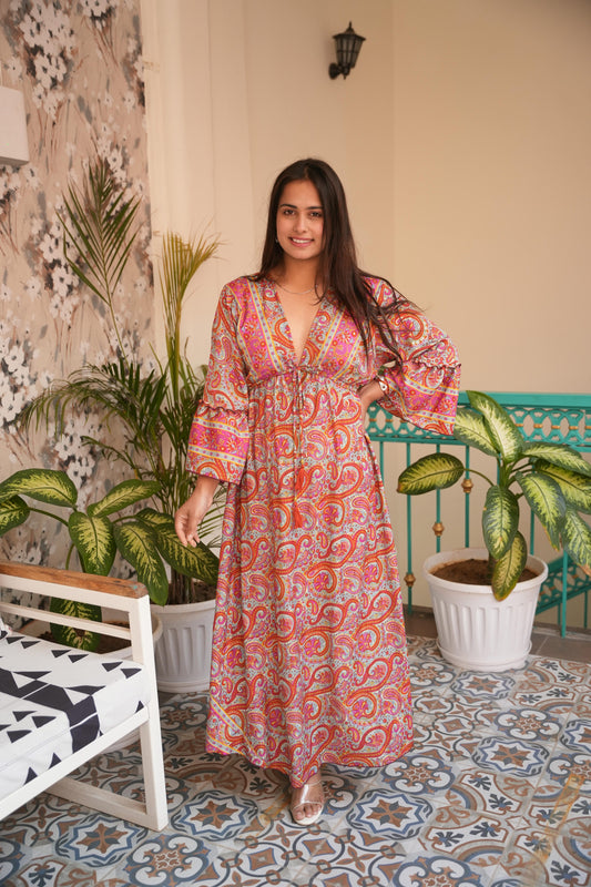 Lyric jungleebille boho pitch pejali v-neck long dress